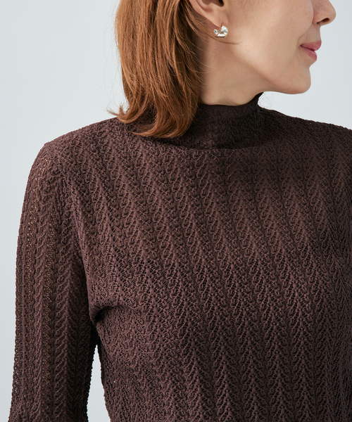 VERMEIL par iena（ヴェルメイユパーイエナ）の「レースニット ハイネックロングスリーブプルオーバー（ニット/セーター・レディース・ホワイト/ブラウン・FREE）」の19枚目の写真