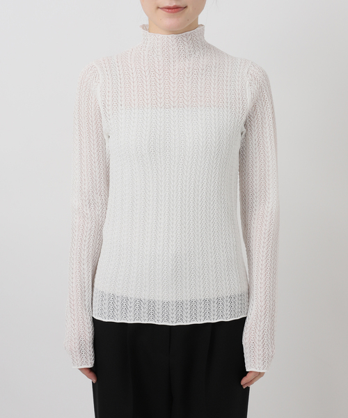 VERMEIL par iena（ヴェルメイユパーイエナ）の「レースニット ハイネックロングスリーブプルオーバー（ニット/セーター・レディース・ホワイト/ブラウン・FREE）」の20枚目の写真