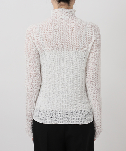 VERMEIL par iena（ヴェルメイユパーイエナ）の「レースニット ハイネックロングスリーブプルオーバー（ニット/セーター・レディース・ホワイト/ブラウン・FREE）」の22枚目の写真