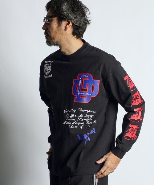 The DUFFER of ST.GEORGE(ザダファーオブセントジョージ)の「DUFFER ARCHIVE LOGO L/SL TEE:ダファー アーカイブ ロゴ ロングスリーブTシャツ(Tシャツ/カットソー・メンズ・ホワイト/ブラック/スミクロ・SMALL/MEDIUM/LARGE/X-LARGE)」の1枚目の写真