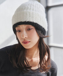 KOBE LETTUCE | バイカラーラインニット帽(ニットキャップ/ビーニー)