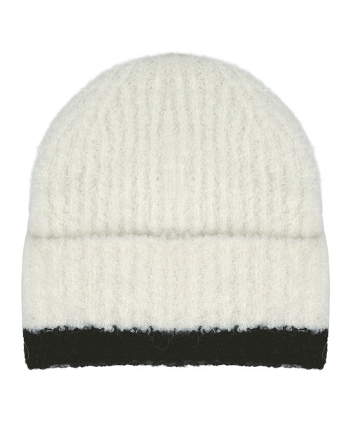 KOBE LETTUCE（コウベレタス）の「バイカラーラインニット帽（ニットキャップ/ビーニー・レディース・ホワイト/ブラック・FREE）」の10枚目の写真