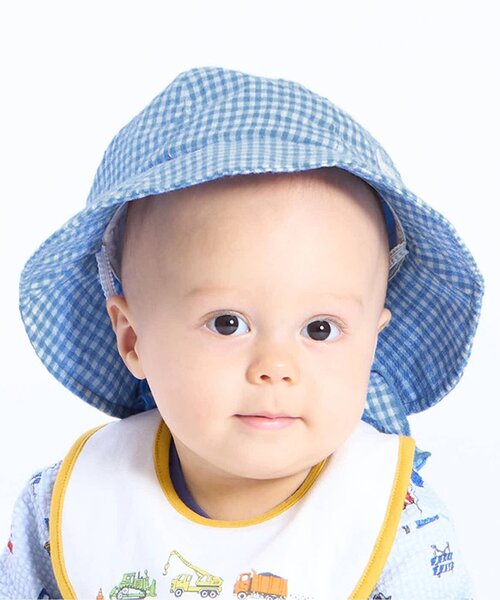 Ampersand(アンパサンド)の「日よけ付きアニマルベビーハット(ハット・キッズ・ピンク/サックスブルー/アイボリー・48/46/44)」の1枚目の写真