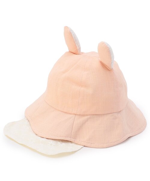 Ampersand(アンパサンド)の「日よけ付きアニマルベビーハット(ハット・キッズ・ピンク/サックスブルー/アイボリー・48/46/44)」の8枚目の写真