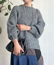 圧縮起毛ワイドネックニット