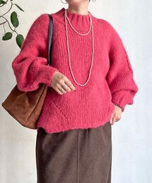圧縮起毛ワイドネックニット