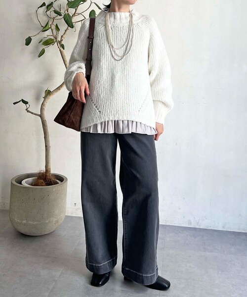 un dix cors（アンディコール）の「圧縮起毛ワイドネックニット（ニット/セーター・レディース・グレー/オフホワイト/ブルー/ピンク・FREE）」の8枚目の写真