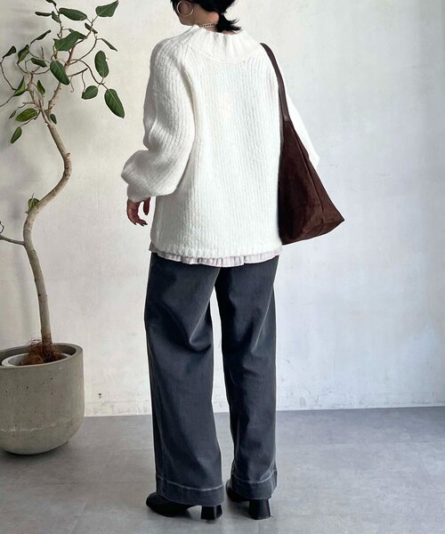 un dix cors（アンディコール）の「圧縮起毛ワイドネックニット（ニット/セーター・レディース・グレー/オフホワイト/ブルー/ピンク・FREE）」の11枚目の写真