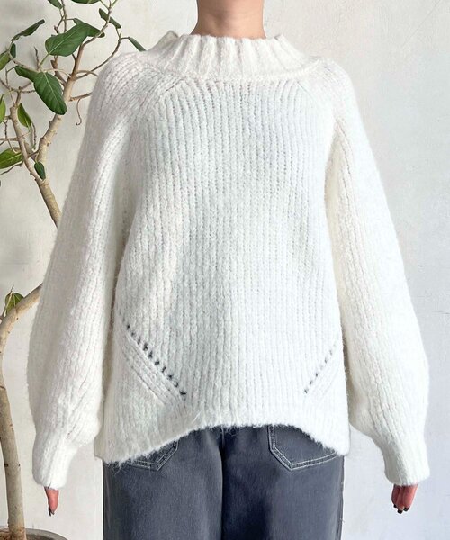 un dix cors（アンディコール）の「圧縮起毛ワイドネックニット（ニット/セーター・レディース・グレー/オフホワイト/ブルー/ピンク・FREE）」の12枚目の写真