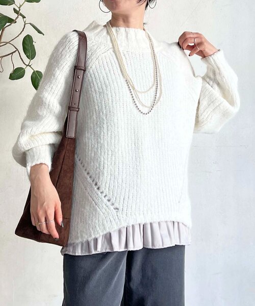 un dix cors（アンディコール）の「圧縮起毛ワイドネックニット（ニット/セーター・レディース・グレー/オフホワイト/ブルー/ピンク・FREE）」の20枚目の写真