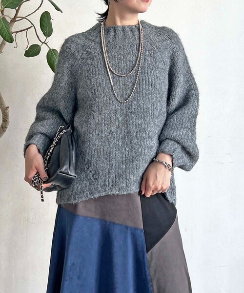 un dix cors（アンディコール）の「圧縮起毛ワイドネックニット（ニット/セーター・レディース・グレー/オフホワイト/ブルー/ピンク・FREE）」の21枚目の写真