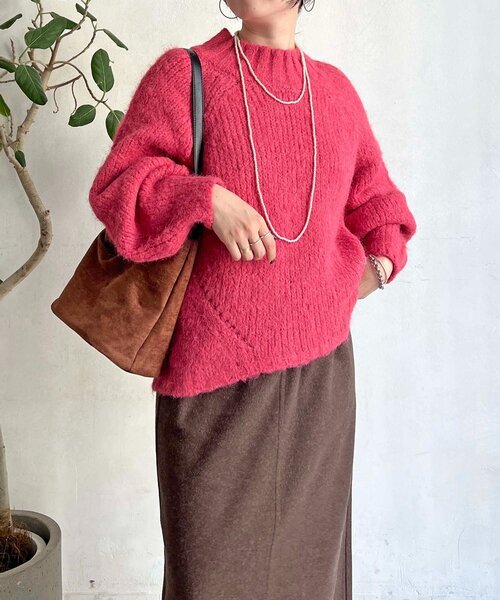 un dix cors（アンディコール）の「圧縮起毛ワイドネックニット（ニット/セーター・レディース・グレー/オフホワイト/ブルー/ピンク・FREE）」の5枚目の写真