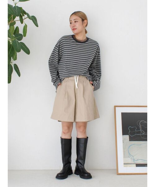 Ungrid（アングリッド）の「マルチボーダーロングスリーブTee（Tシャツ/カットソー・レディース・グリーン/チャコールグレー/オフホワイト・FREE）」の7枚目の写真