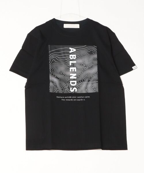 A blends(エイブレンズ)の「A blends TOPOGRAHYクルーネックTシャツ(Tシャツ/カットソー・メンズ・ブラック/ホワイト・LARGE/MEDIUM/X-LARGE)」の2枚目の写真