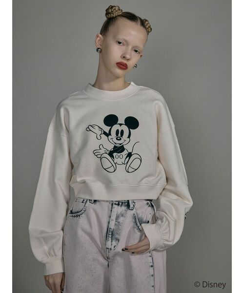 Disney（ディズニー）の「【ミッキーマウス】フロッキーデザインスウェット（スウェット・レディース・アイボリー/グレー・FREE）」の8枚目の写真