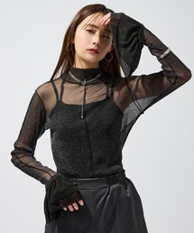 Ellno de Mavie | ソデフリルラメシアートップス(Tシャツ/カットソー)