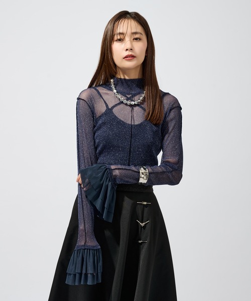 Ellno de Mavie(エルノデメヴィ)の「ソデシアーフリルアソートトップス(Tシャツ/カットソー・レディース・ブラック/ブルー/ボルドー/ブラック系その他・FREE)」の19枚目の写真