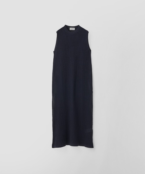 JOHN SMEDLEY（ジョンスメドレー）の「コットン透かしレース編みロングニットワンピース（ワンピース・レディース・ネイビー・S）」の2枚目の写真