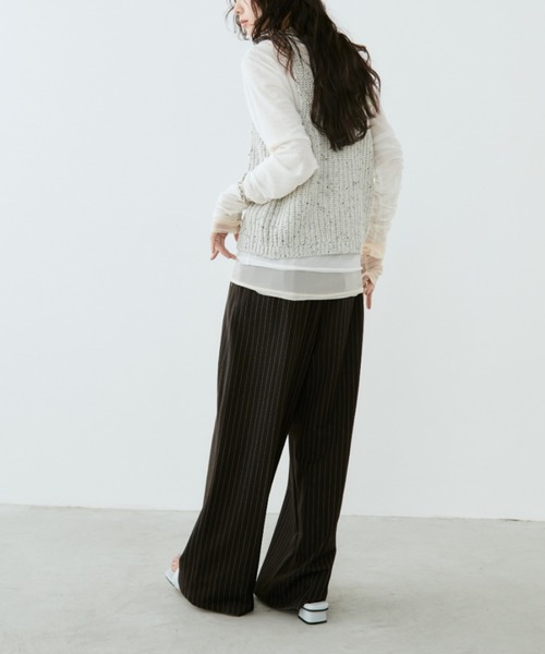 Aunt Marie's（アントマリーズ）の「メタルボタンミックスニットベスト【アンサンブル対応可能】（ベスト・レディース・ブルー/ブラック/アイボリー・FREE）」の12枚目の写真