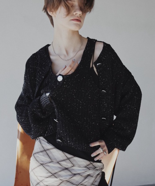 Aunt Marie's（アントマリーズ）の「メタルボタンミックスニットベスト【アンサンブル対応可能】（ベスト・レディース・ブルー/ブラック/アイボリー・FREE）」の14枚目の写真