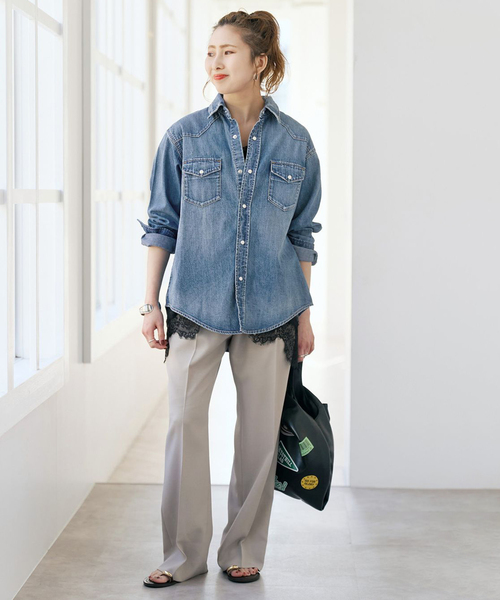 Spick & Span（スピックアンドスパン）の「《追加》Spick&Span SHOPPER BAG*（トートバッグ・レディース・キャメル/ブラック・FREE）」の7枚目の写真