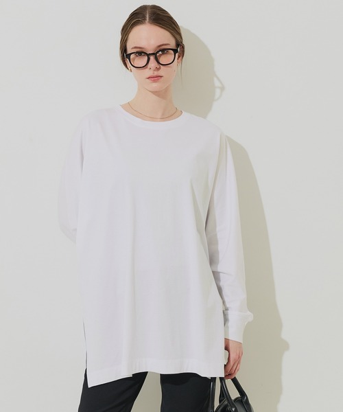 coca（coca）（コカ）の「ドルマンカットソーチュニック（チュニック・レディース・ホワイト/チャコール・L/M/S）」の3枚目の写真