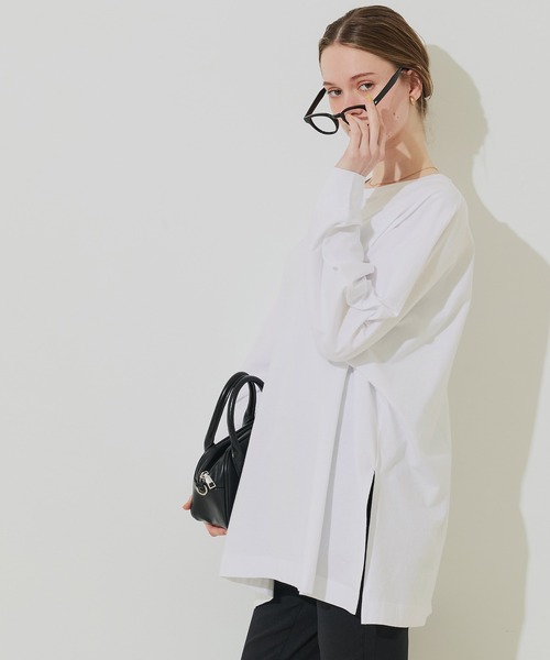 coca（coca）（コカ）の「ドルマンカットソーチュニック（チュニック・レディース・ホワイト/チャコール・L/M/S）」の4枚目の写真