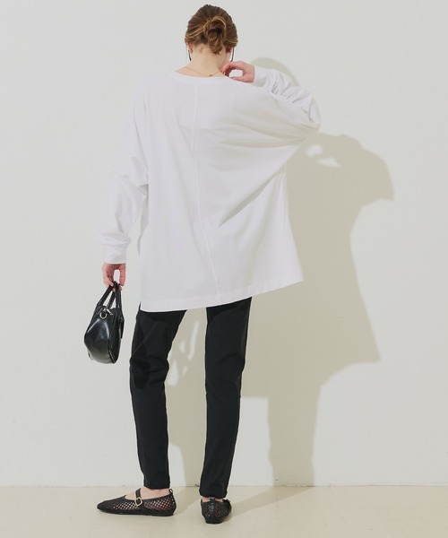 coca（coca）（コカ）の「ドルマンカットソーチュニック（チュニック・レディース・ホワイト/チャコール・L/M/S）」の5枚目の写真