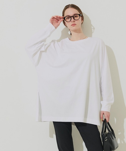 coca（coca）（コカ）の「ドルマンカットソーチュニック（チュニック・レディース・ホワイト/チャコール・L/M/S）」の6枚目の写真