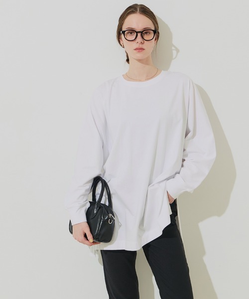 coca（coca）（コカ）の「ドルマンカットソーチュニック（チュニック・レディース・ホワイト/チャコール・L/M/S）」の8枚目の写真