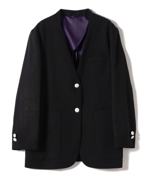 SHIPS Primary Navy Label:カラー レス ジャケット（ノーカラー