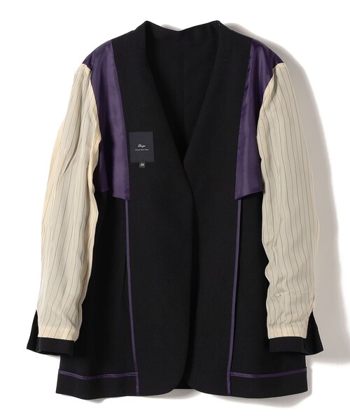 SHIPS Primary Navy Label:カラー レス ジャケット（ノーカラー