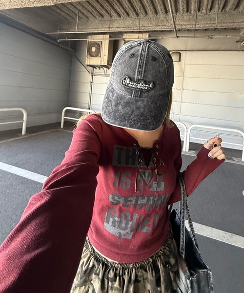 non-hedge(ノンヘッジ)の「ロゴレースアップロンT(Tシャツ/カットソー・レディース・ワインレッド/ブラック/アイボリー/グレー/オフホワイト・FREE)」の12枚目の写真