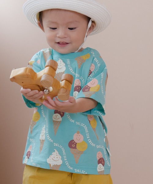 MAKE YOUR DAY（メイクユアデイ）の「デリシャスアイス総柄半袖Tシャツ■80～140cm（Tシャツ/カットソー・キッズ・ピンク/グリーン・140/130/120/110/100/90/80）」の6枚目の写真