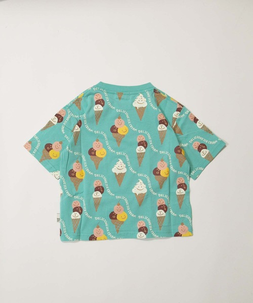 MAKE YOUR DAY（メイクユアデイ）の「デリシャスアイス総柄半袖Tシャツ■80～140cm（Tシャツ/カットソー・キッズ・ピンク/グリーン・140/130/120/110/100/90/80）」の3枚目の写真