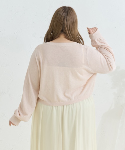 Louiosy（ルオシー）の「【Louiosy】【大きいサイズ】チャーム付きラメシアーニットボレロカーディガン（カーディガン/ボレロ・レディース・ピンク/オフホワイト/ライトブルー・3L/4L）」の14枚目の写真