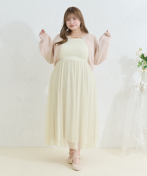Louiosy（ルオシー）の「【Louiosy】【大きいサイズ】チャーム付きラメシアーニットボレロカーディガン（カーディガン/ボレロ・レディース・ピンク/オフホワイト/ライトブルー・3L/4L）」の17枚目の写真