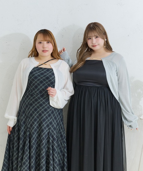 Louiosy（ルオシー）の「【Louiosy】【大きいサイズ】チャーム付きラメシアーニットボレロカーディガン（カーディガン/ボレロ・レディース・ピンク/オフホワイト/ライトブルー・3L/4L）」の21枚目の写真