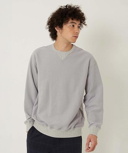 BLUE BLUE（ブルーブルー）の「オープンエンドコットンニットツイル クルーネックスウェット（スウェット・メンズ・ネイビー/グレー・L/S/M）」の3枚目の写真