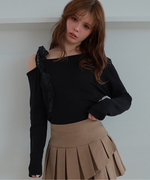 M DOLLY（エムドリー）の「lace ribbon piccola knit tops/レースリボンピッコラニットトップス（ニット/セーター・レディース・アイボリー/ブラック・FREE）」の16枚目の写真