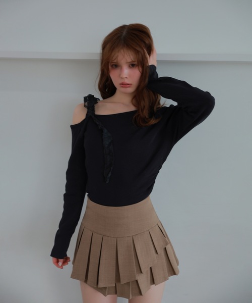 M DOLLY（エムドリー）の「lace ribbon piccola knit tops/レースリボンピッコラニットトップス（ニット/セーター・レディース・アイボリー/ブラック・FREE）」の17枚目の写真