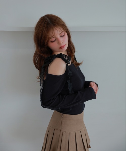 M DOLLY（エムドリー）の「lace ribbon piccola knit tops/レースリボンピッコラニットトップス（ニット/セーター・レディース・アイボリー/ブラック・FREE）」の19枚目の写真