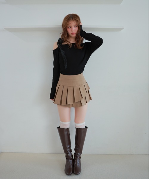 M DOLLY（エムドリー）の「lace ribbon piccola knit tops/レースリボンピッコラニットトップス（ニット/セーター・レディース・アイボリー/ブラック・FREE）」の4枚目の写真