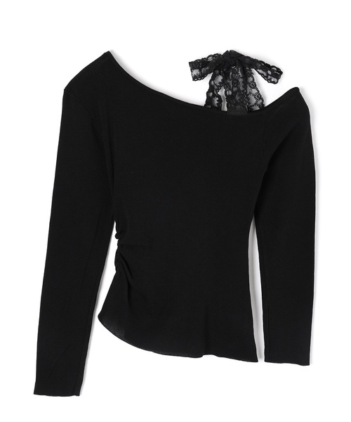 M DOLLY（エムドリー）の「lace ribbon piccola knit tops/レースリボンピッコラニットトップス（ニット/セーター・レディース・アイボリー/ブラック・FREE）」の7枚目の写真