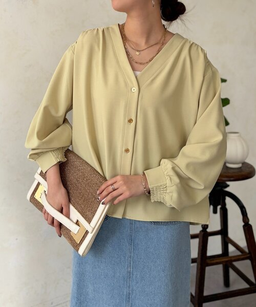 Chez toi（シェトワ）の「着流しシャツカーディガン（シャツ/ブラウス・レディース・イエロー/ホワイト/ブラック・FREE）」の3枚目の写真