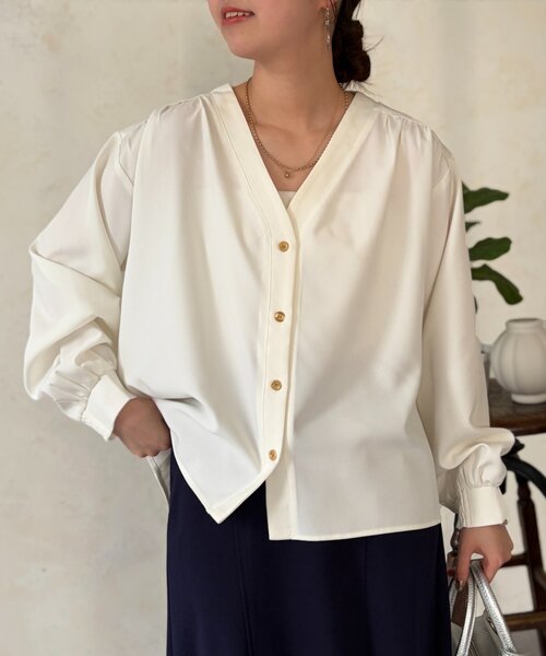 Chez toi（シェトワ）の「着流しシャツカーディガン（シャツ/ブラウス・レディース・イエロー/ホワイト/ブラック・FREE）」の5枚目の写真