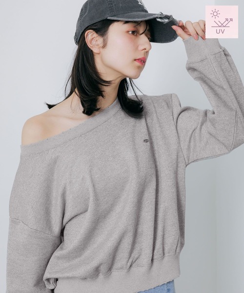 Heather（ヘザー）の「【UVカットなのに、ちゃんとあざとい。】UVダメージ裏毛スウェット　656720（スウェット・レディース・ピンク/グレー系その他/スミクロ・FREE）」の3枚目の写真