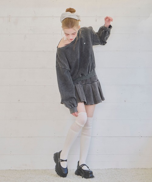 Heather（ヘザー）の「【UVカットなのに、ちゃんとあざとい。】UVダメージ裏毛スウェット　656720（スウェット・レディース・ピンク/グレー系その他/スミクロ・FREE）」の5枚目の写真