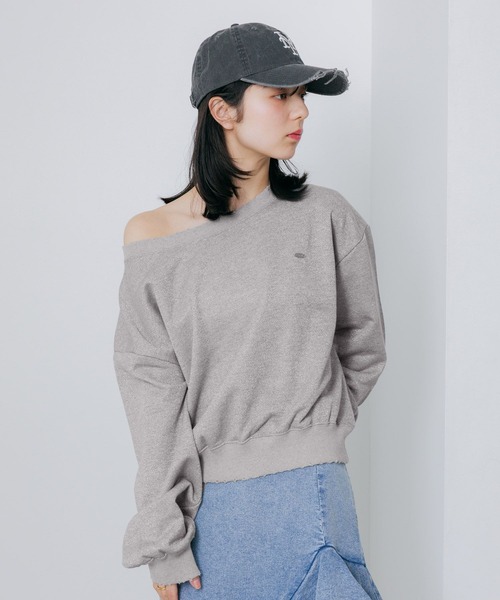 Heather（ヘザー）の「【UVカットなのに、ちゃんとあざとい。】UVダメージ裏毛スウェット　656720（スウェット・レディース・ピンク/グレー系その他/スミクロ・FREE）」の7枚目の写真