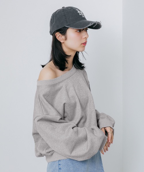 Heather（ヘザー）の「【UVカットなのに、ちゃんとあざとい。】UVダメージ裏毛スウェット　656720（スウェット・レディース・ピンク/グレー系その他/スミクロ・FREE）」の8枚目の写真